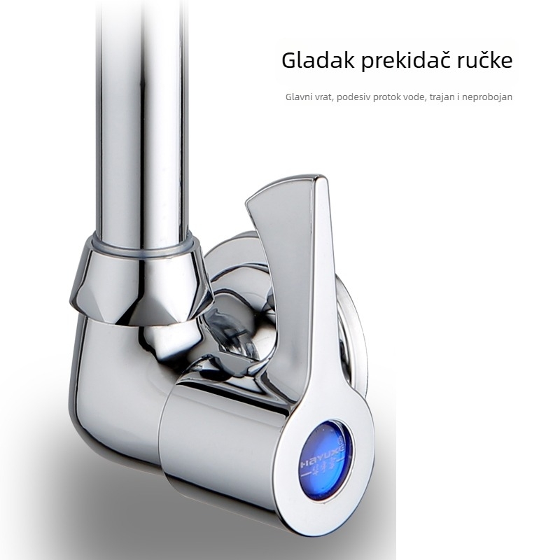 Zidna bakrena kuhinjska slavina s keramičkim diskom ventila, okretni bočni ulaz, elektroplatirani završetak