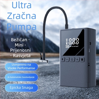 Prijenosna automobilska pumpa za gume s digitalnim zaslonom, USB napajanje 5V/2A, 80W, protok zraka 70 L/min, LED svjetlo