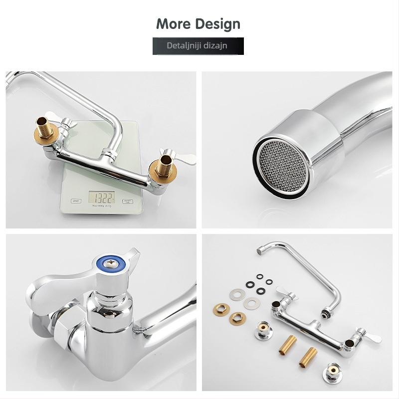 Komeranski kuhinjski faucet za restorane, mesing tijelo, keramički jezgrov ventila, model C66245CP, G1/2 priključci, dvostruka funkcija s povlačnim izljevom