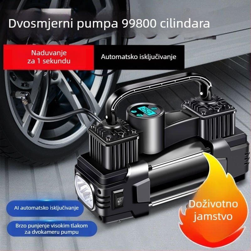 Automobilska pumpa za zrak, dvostruka cilindar, 220W, digitalni zaslon, 5 m kabel