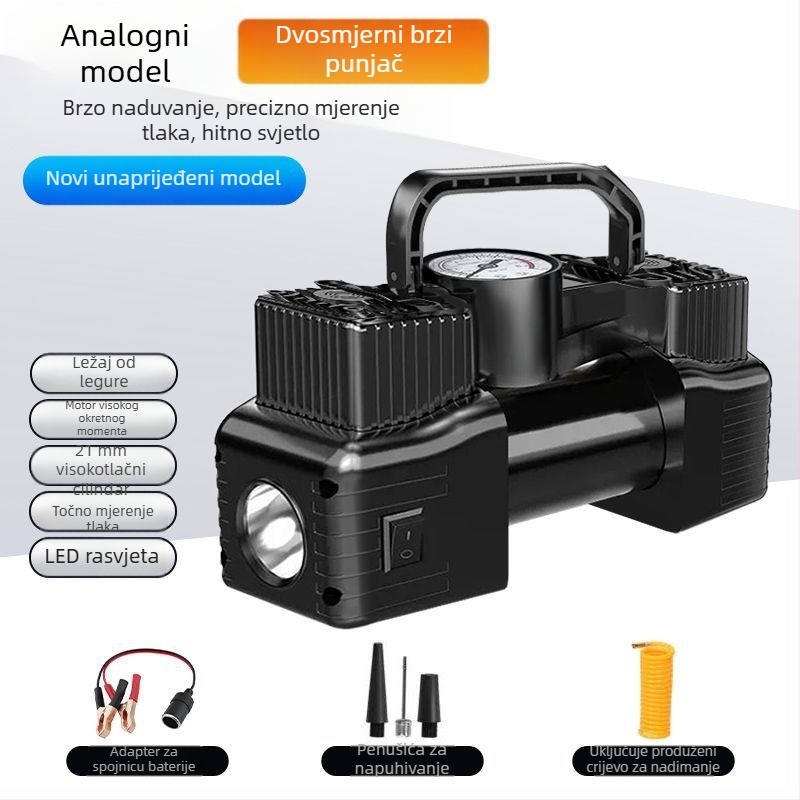 Automobilska pumpa za zrak, dvostruka cilindar, 220W, digitalni zaslon, 5 m kabel