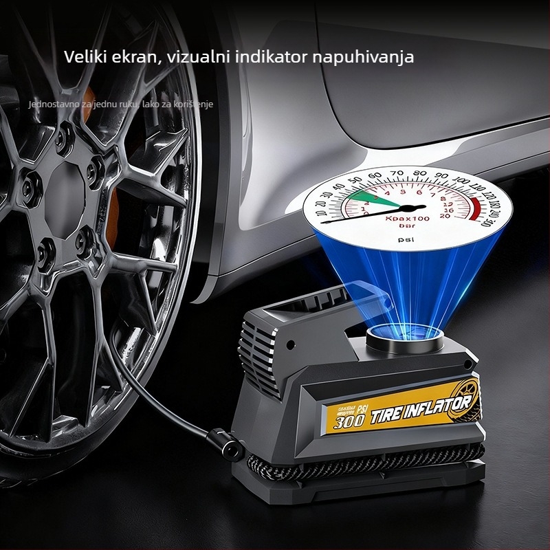 Automobilska pumpa zraka, prijenosna, USB napajanje, 12V, 100W, 25 L/min, kabel 3 m