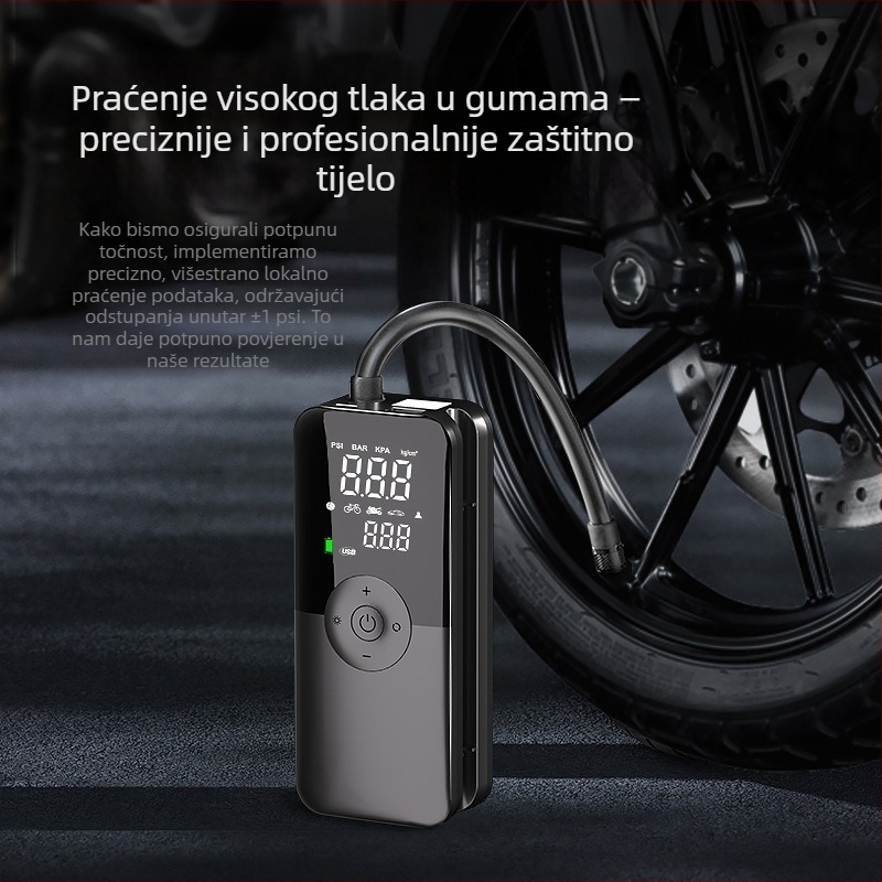 Automobilska prijenosna pumpa za zrak, 12V, 120W, 25 L/min, digitalni prikaz, ugrađena baterija
