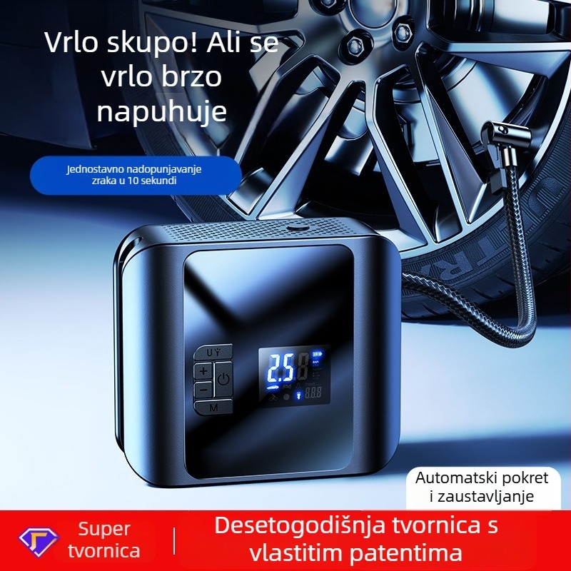 Bežična automobilna pumpa s dvostrukim cilindrima – digitalni prikaz, 100W, 11.1V, 25 L/min