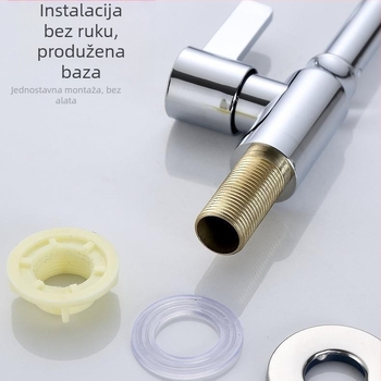 Kuhinjska slavina s bakrenim tijelom i potpuno bakrenim jezgrom ventila, model YC-01-02-03, tlak 0.8–1.2 MPa, 0–90°C, elektroplatinirani završetak