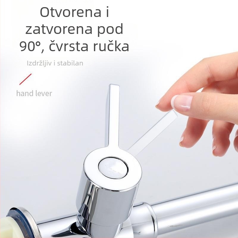 Kuhinjska slavina s bakrenim tijelom i potpuno bakrenim jezgrom ventila, model YC-01-02-03, tlak 0.8–1.2 MPa, 0–90°C, elektroplatinirani završetak