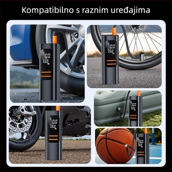 Vozilom montirana bežična pumpa za zrak s digitalnim LCD zaslonom — 12V, 100W, 25 L/min, litijeva baterija