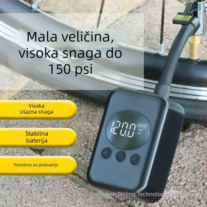 Električna mini pumpa za bicikl - USB punjenje, digitalni prikaz, visoki tlak, protok zraka 30 L/min