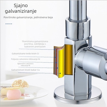 Kuhinjski faucet s jednim hladnim vodom za sudoperu, okretni slavine s mesingovim jezgrama ventila