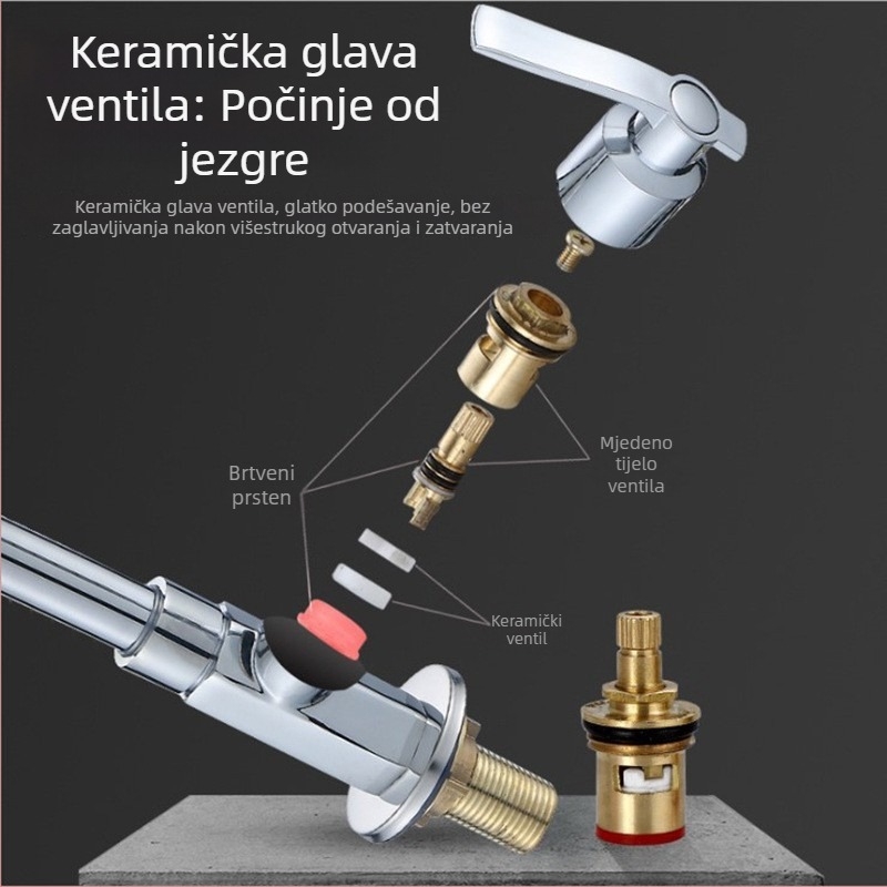 Kuhinjski faucet s jednim hladnim vodom za sudoperu, okretni slavine s mesingovim jezgrama ventila