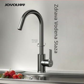 Kuhinjska slavina za toplu i hladnu vodu, dvostruka funkcija, tijelo od bakarove legure, keramički disk ventili, model 00235GG, moderan minimalistički stil