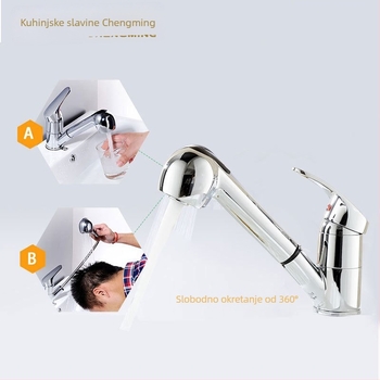 Kuhinjski miješalica s jednim otvorom i povlačnom mlaznicom, keramički ventil, model L218