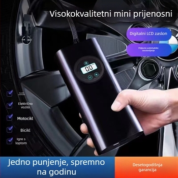 Prijenosna automobilska pumpa s mjeračem tlaka guma, USB punjenje, 8.4V, 100W, 70 L/min, digitalni zaslon