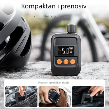 Mini pametna električna pumpa za bicikle i motocikle, 7,4V litijeva baterija, protok zraka 25 L/min, digitalni zaslon, težina 152 g, PC vatrootporan materijal