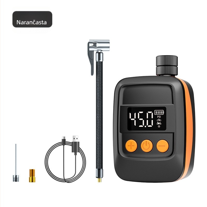 Mini pametna električna pumpa za bicikle i motocikle, 7,4V litijeva baterija, protok zraka 25 L/min, digitalni zaslon, težina 152 g, PC vatrootporan materijal