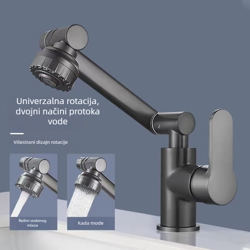 Set slavina s mehaničkim krakom za kuhinju i kupaonu — univerzalna slavina, hladna i topla voda, konstantna temperatura, spiralno otvaranje, jednostruko spajanje, CE certifikat