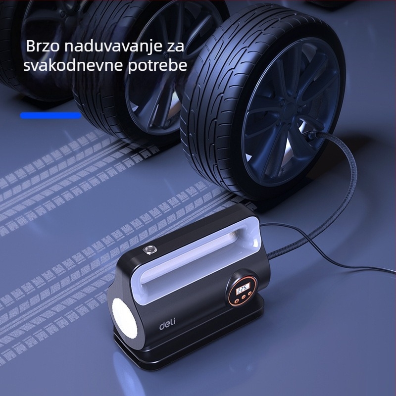 Automatska pumpa za zrak u automobilu s digitalnim zaslonom i unaprijed postavljenim automatskim isključivanjem, 12V 100W, napajajući kabel dugačak 3,25 m
