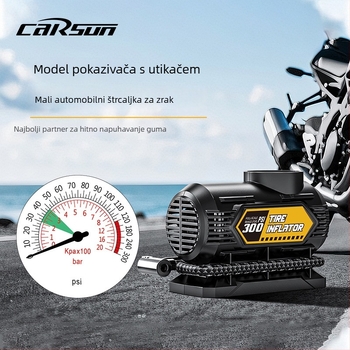 Automehanička pumpa za gume, prijenosna s manometrom, 12V, 80W, protok zraka 30 L/min, pokazivač zaslona, kontinuirani rad više od 20 minuta