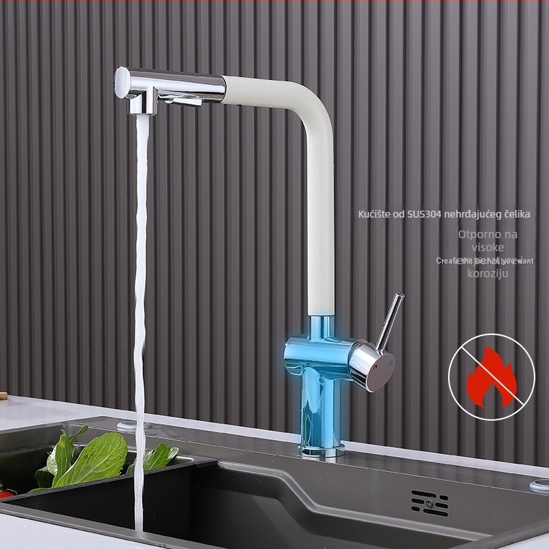 Kuhinjski slavina od 304 nehrđajućeg čelika, s izvlačnim raspršivačem, montirana na površinu, podizni način rada, ulaz G1/2