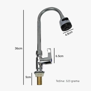 ABS kuhinjski slavine s keramičkim diskom, 20 mm ulaz/izlaz, 0-1.0 MPa, 0-80°C, uspravna ugradnja