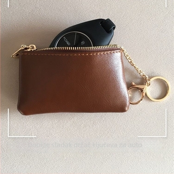 PU kožna novčana torbica za ključeve s džepom za kartice i zatvaračem za novčiće, unisex, gradski minimalistički stil, proljeće 2025