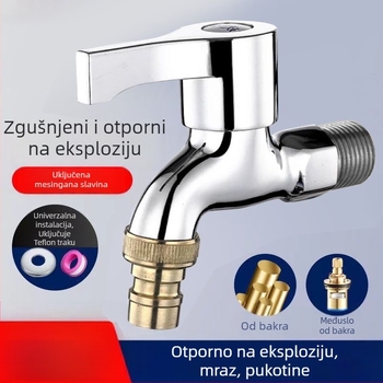 Slavina za perilicu rublja — mesinga tijela, kromirana površina, potpuno meseno jezgro ventila, trostruka konstrukcija, Watermarks certifikat