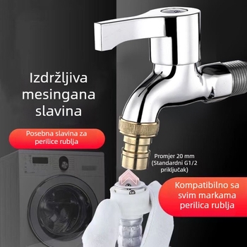 Slavina za perilicu rublja — mesinga tijela, kromirana površina, potpuno meseno jezgro ventila, trostruka konstrukcija, Watermarks certifikat