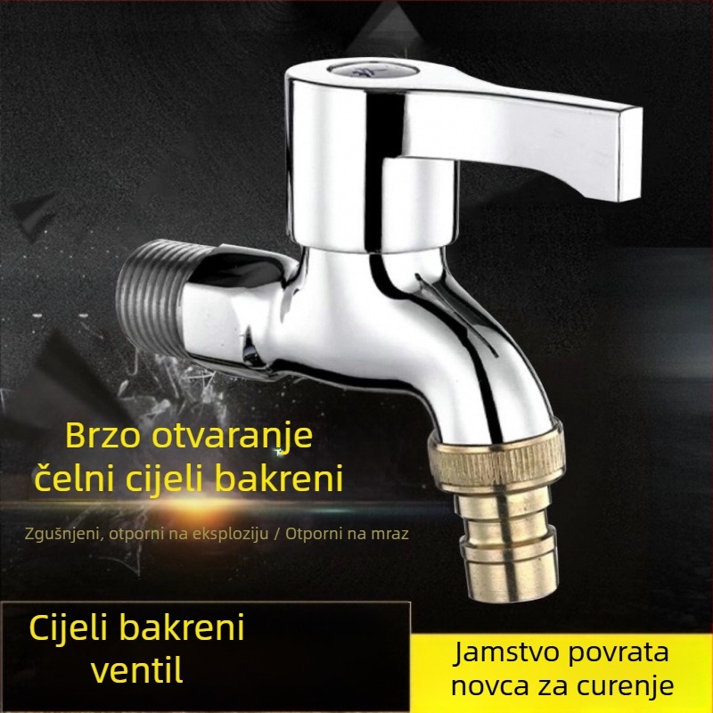 Slavina za perilicu rublja — mesinga tijela, kromirana površina, potpuno meseno jezgro ventila, trostruka konstrukcija, Watermarks certifikat