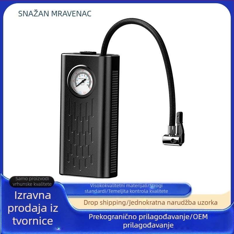 Bežična automobilska pumpa za zrak s manometrom, 12V, 220W, 30 L/min, radno trajanje 5–20 minuta