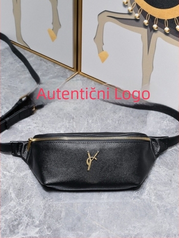 Tašna za struk s velikim logom; prava koža prvog sloja; proljeće 2024; pogodna za rekreacijska putovanja