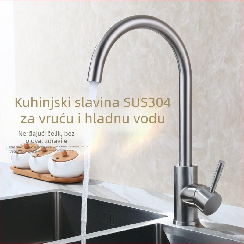 Kuhinjski miješalac od 304 nehrđajućeg čelika, toplu i hladnu vodu, okretna