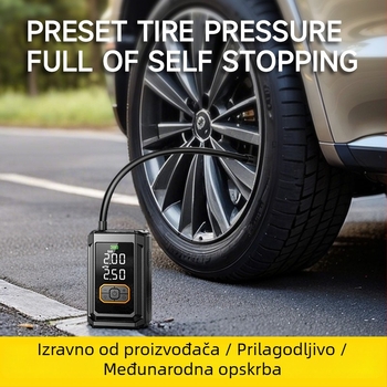 Prijenosna pumpa za automobil s digitalnim zaslonom, bežično napajanje (12V, 40 L/min, Mjerilica tlaka u gumama)