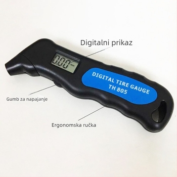 Ručni bežični digitalni mjerač tlaka u gumama - raspon 0-100 psi, mogućnosti mjerenja: PSI/BAR/KPA/kg/cm, kućište ABS, prikladan za automobile i motocikle