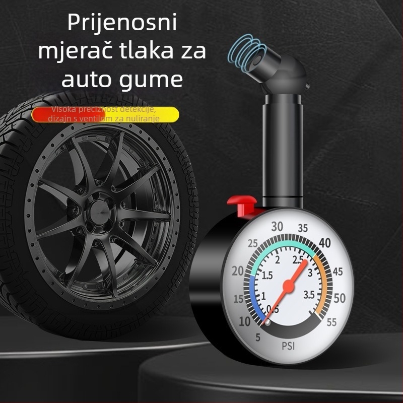 Automobilski mjerač tlaka u gumama, ABS + nehrđajući čelik, 0–500 PSI, rezolucija 700, težina 100 g