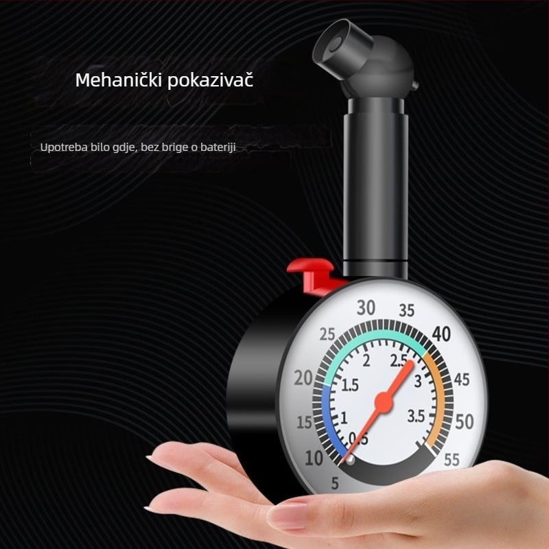 Automobilski mjerač tlaka u gumama, ABS + nehrđajući čelik, 0–500 PSI, rezolucija 700, težina 100 g