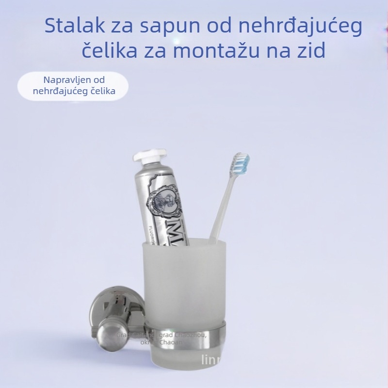 Nehrđajući čelični čašica za četkice, zidna u kupaonici, za tekuće sapune (Materijal: nehrđajući čelik; Završna obrada: poliranje; Opterećenje: 5 kg; Funkcija: tekući sapun)