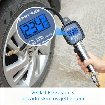 Visoko precizan mjerač tlaka u gumama s glavom za nadimanje i zaslonom za brojanje, nastavak za zračni pištolj