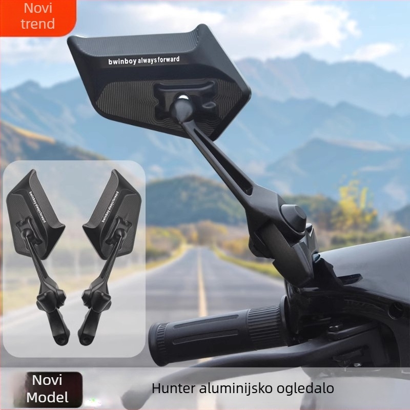 Univerzalni kvadratni retrovizor za električna bicikla, aluminijska legura, model 654186, montaža sa 8/10 zuba