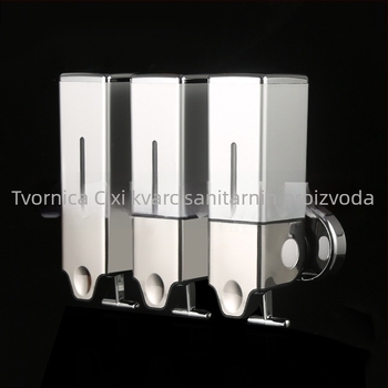 Dodatak sapuna s tri bočice — za sapun, šampon i regenerator — ABS, elektroplatiranje, suvremeni minimalistički stil, vučna šipka