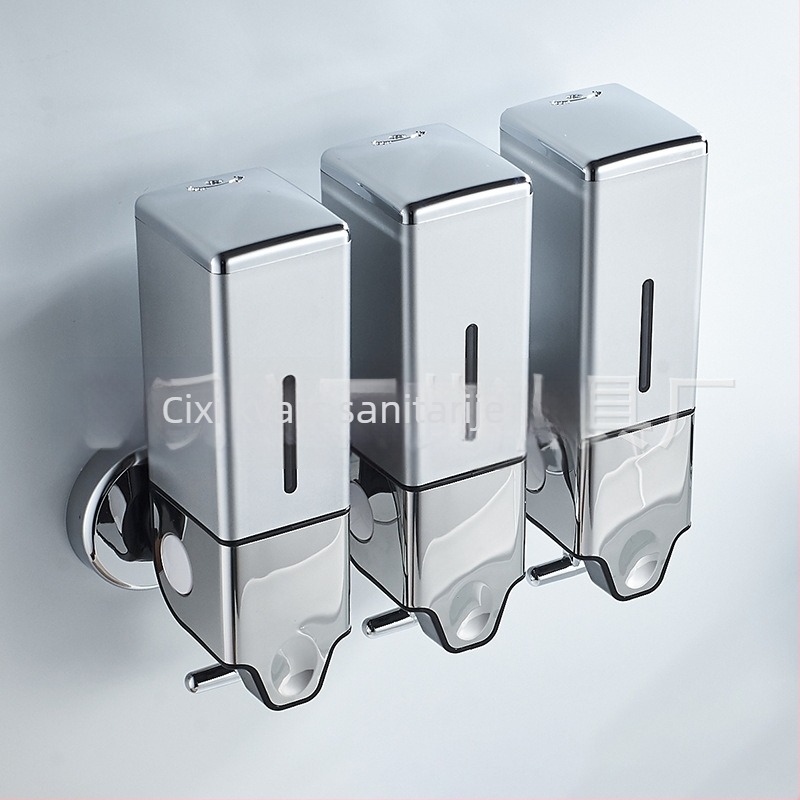 Dodatak sapuna s tri bočice — za sapun, šampon i regenerator — ABS, elektroplatiranje, suvremeni minimalistički stil, vučna šipka