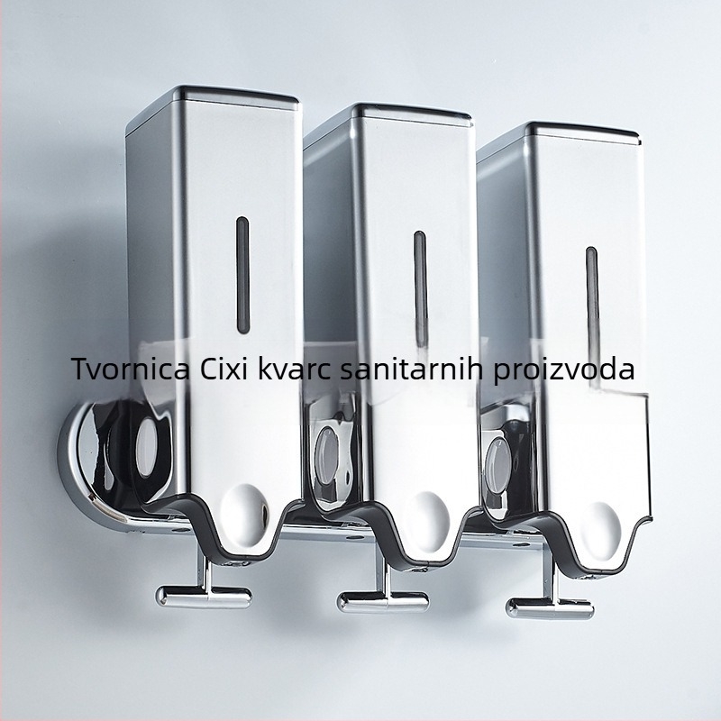 Dodatak sapuna s tri bočice — za sapun, šampon i regenerator — ABS, elektroplatiranje, suvremeni minimalistički stil, vučna šipka