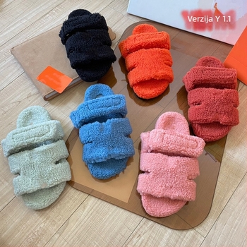 Papuče s jednim remenom — rimski stil; gornji materijal: lan; unutarnji materijal: umjetna kosa; potplat: guma.
