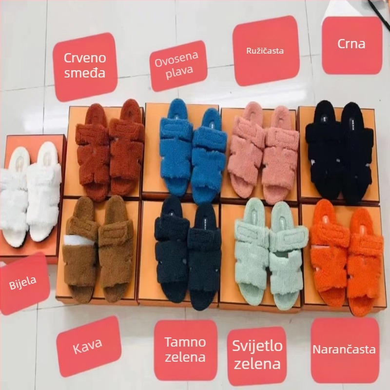 Papuče s jednim remenom — rimski stil; gornji materijal: lan; unutarnji materijal: umjetna kosa; potplat: guma.