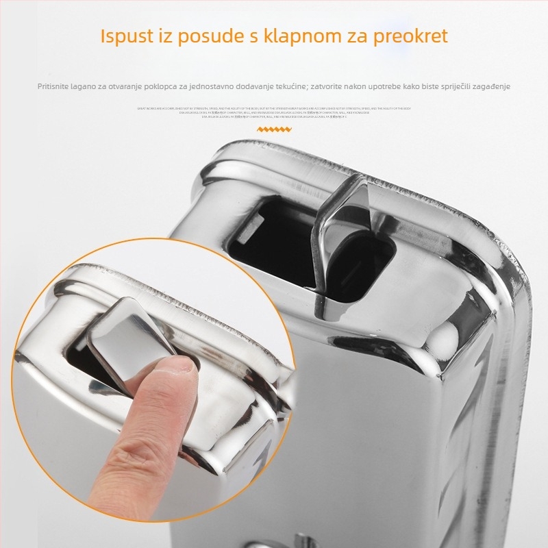 Nehrđajući čelični zidni dozator tekućeg sapuna, ručni pogon, moderan minimalistički dizajn, težina 500 g