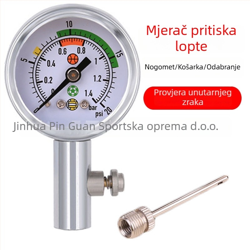 Mehanički manometar tlaka lopte za nogomet, košarku i odbojku – metalni sudijski mjerač tlaka