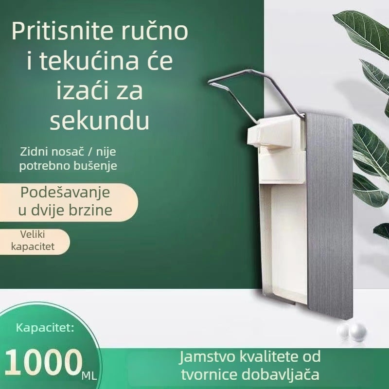Zidni dozator sapuna od aluminijske legure pritiskom lakta, ručni rad, za bolnice, hotele i tvornice