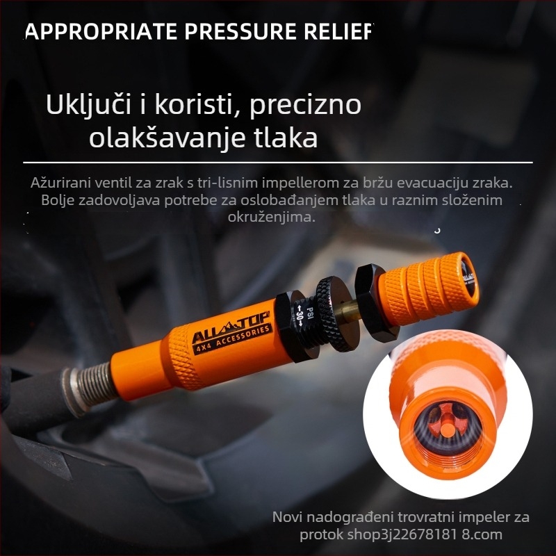 BUNKER INDUST Alat za deflaciju pneu za desertni off-road – Automatsko oslobađanje tlaka, Brzi ventil za deflaciju, Kod Bi-td-frd x4