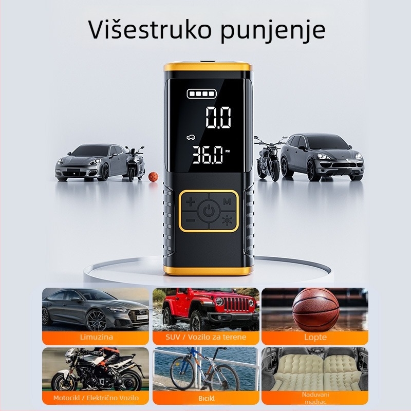 Bežična pumpa za gume automobila s digitalnim zaslonom, jednocilindrični motor, 11.1V, ispod 80W, 35 L/min
