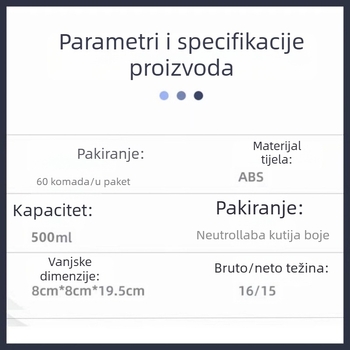 Zidni dozator tekućeg sapuna, ABS plast, 500 ml, kapljični tip, ručni tlak, CE certifikat