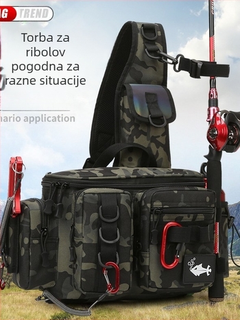 Muška prsna torba za ribolov s remenom — Oxford tkanina, prozračna, vodootporna, ultra lagana, proširivi kapacitet